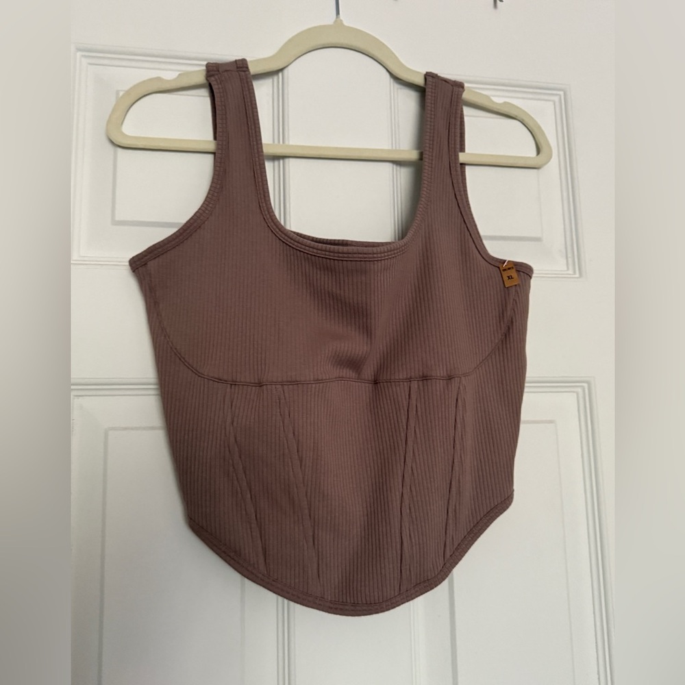 PINK Victoria's Secret Brown Ribbed Tank Top - Picture 2 of 3